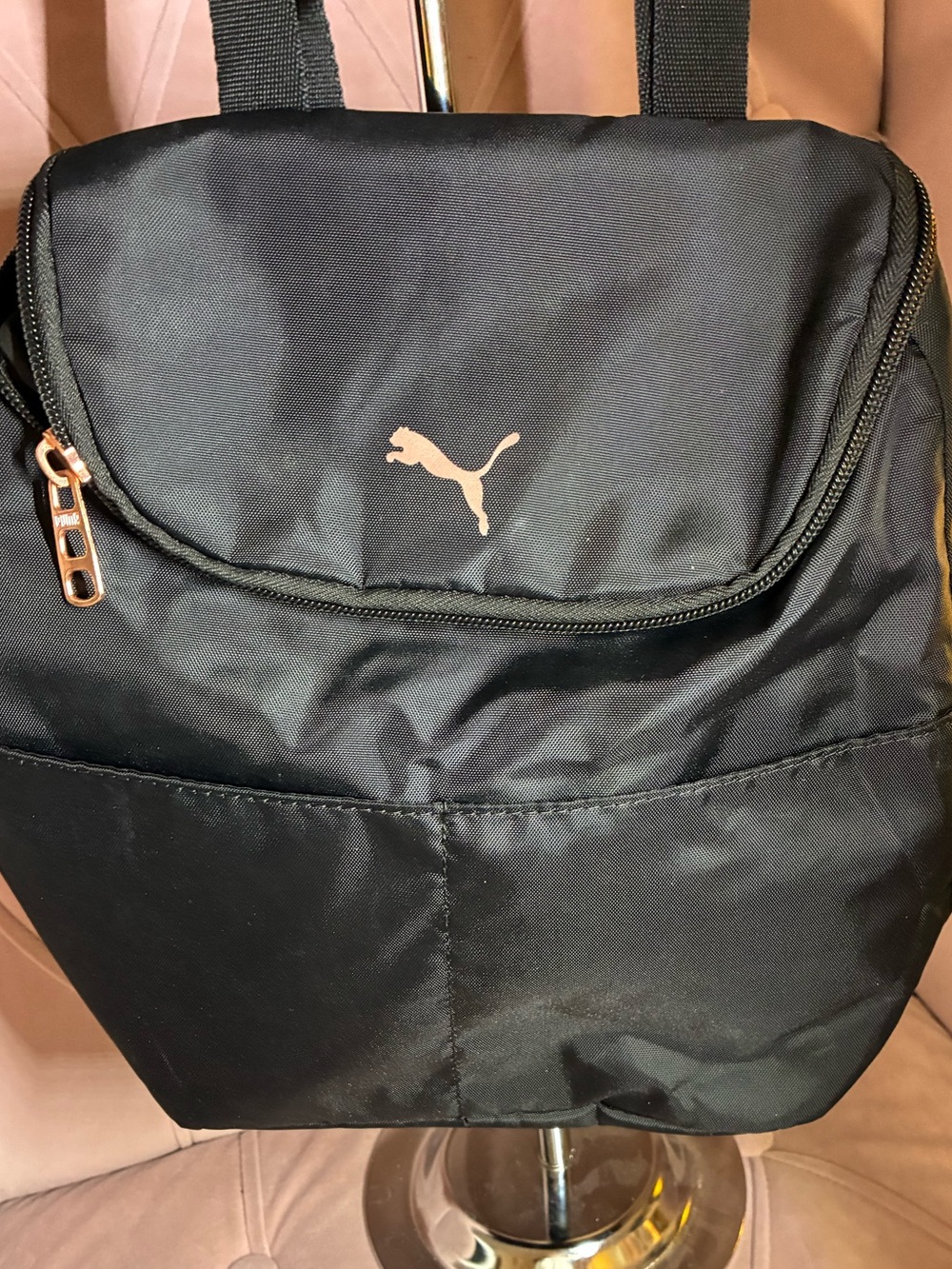 PUMA Unisex Mini Backpack Black with Rose Gold